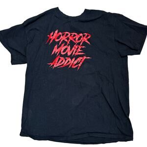 Horror Movie Addict Handmade Screen Print Graphic T-Shirt Mens Large Unisex